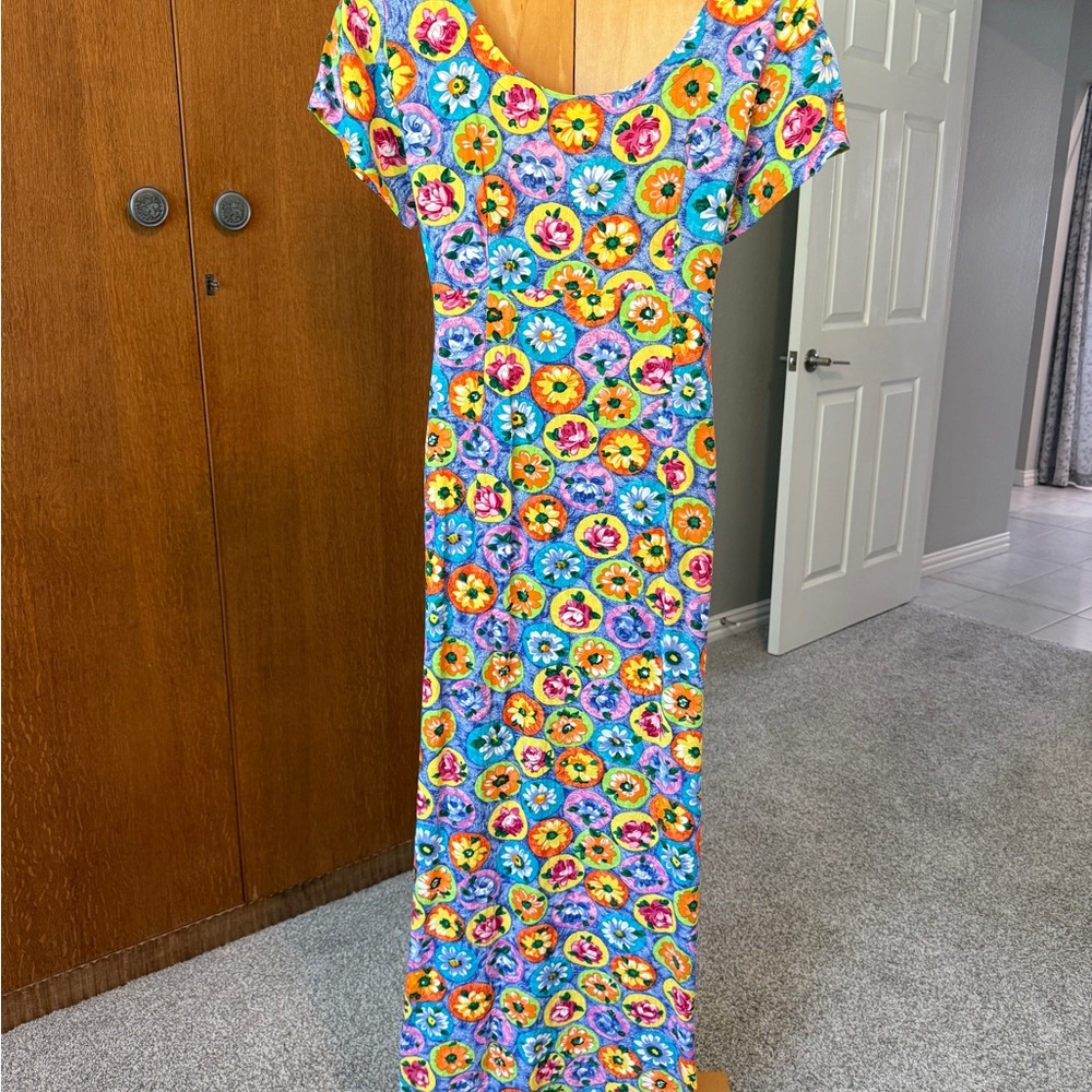 Jams World Blue/Yellow Floral Patterned Cap Sleeve Sundress